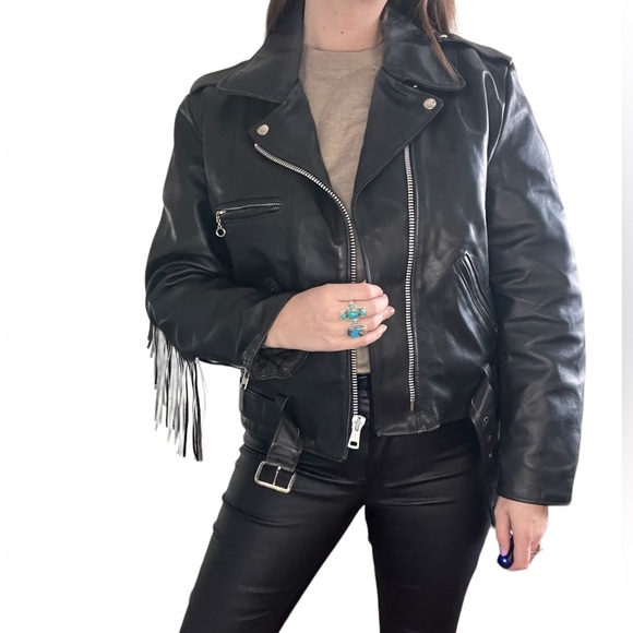 the leather shop Jackets & Coats Vintage 0 Leather Fringe Moto